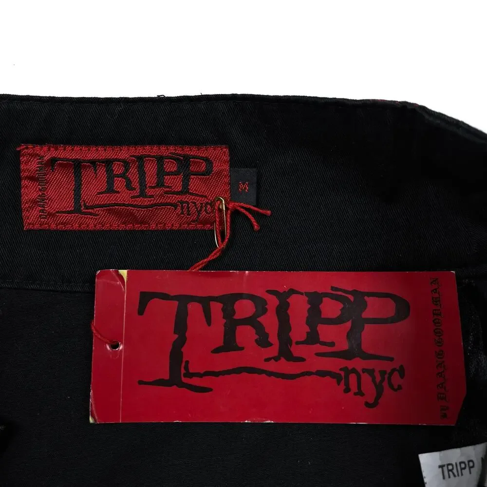 NWT Vintage Y2K Tripp NYC Red Skull Belted Black Mini Skirt Medium Deadstock